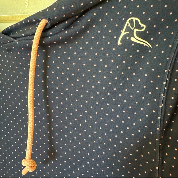 Women’s small - Rhoback Polka Dot Navy/Pink Performance hoodie- cute athleisure! - Picture 4 of 5